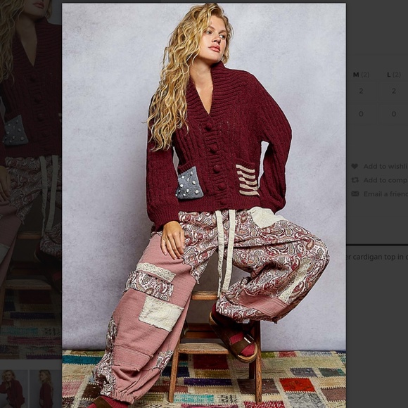 POL “ Luna ” POL Chenille Cardigan Sweater with American Flag Weave 68 - Picture 7 of 7